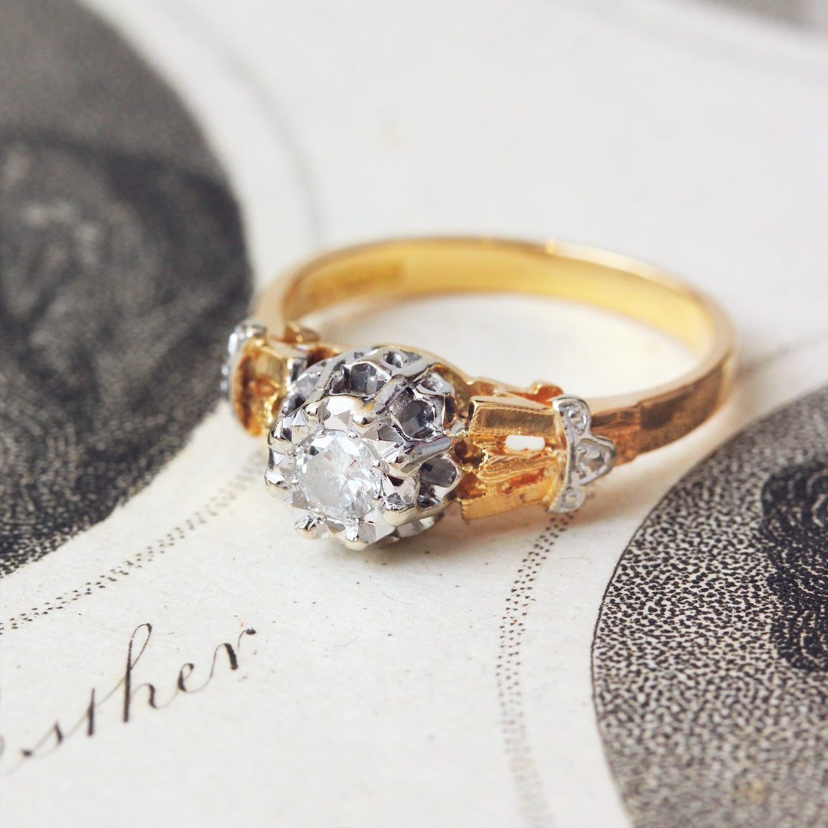 Vintage Diamond Solitaire Engagement Ring