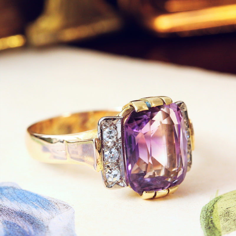 Vintage Amethyst & Diamond Cocktail Ring