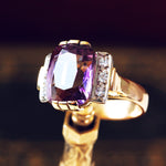 Special Lovely! Vintage Amethyst & Diamond Cocktail Ring