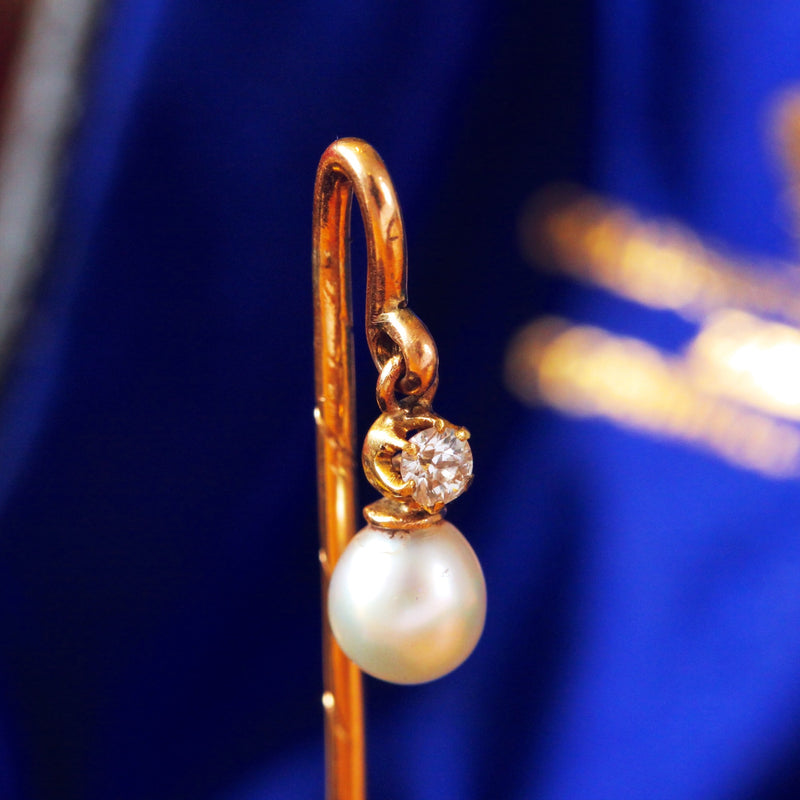 Antique Pearl & Diamond Stick Pin