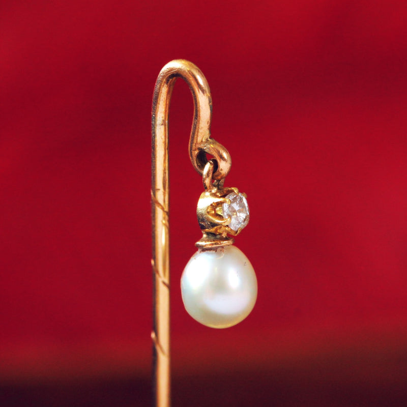 Antique Pearl & Diamond Stick Pin