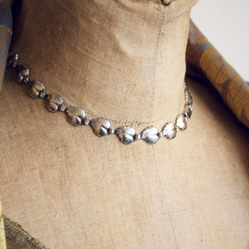 Danish Silver Leaf Necklace by Hermann Siersbøl