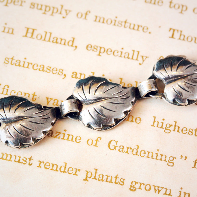 Vintage Danish Silver Leaf Necklace by Hermann Siersbøl