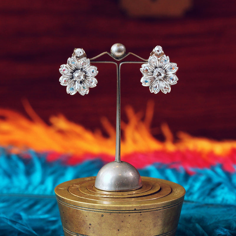 Antique Floralette Diamond Stud Earrings