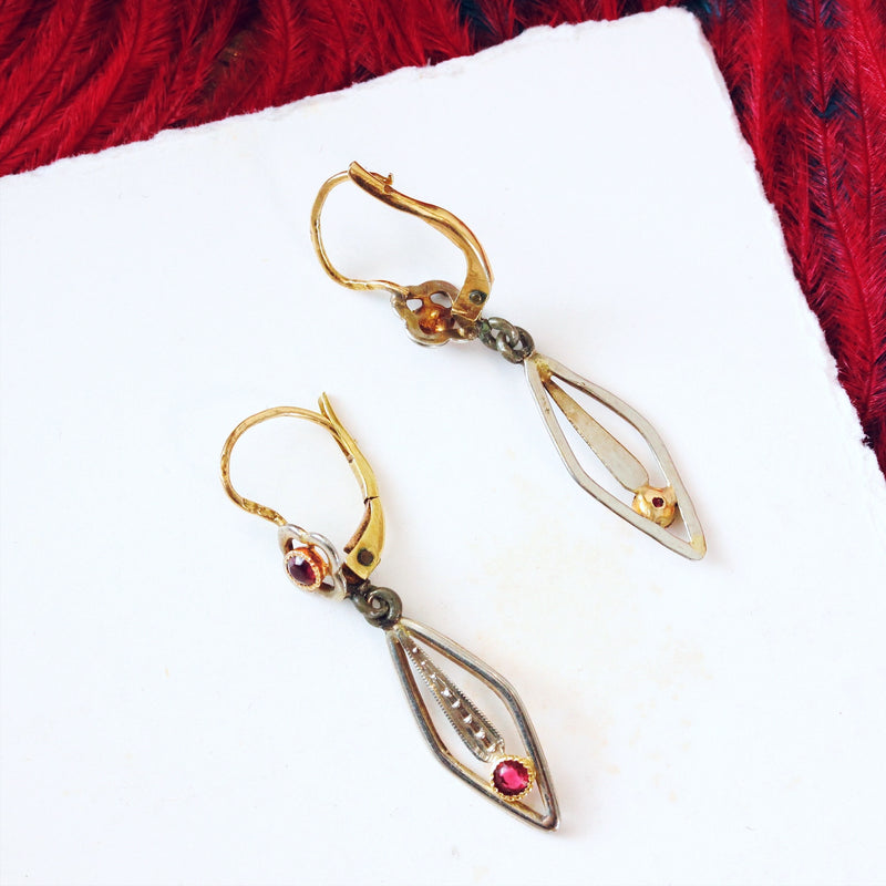 Darling Vintage French Ruby Earrings