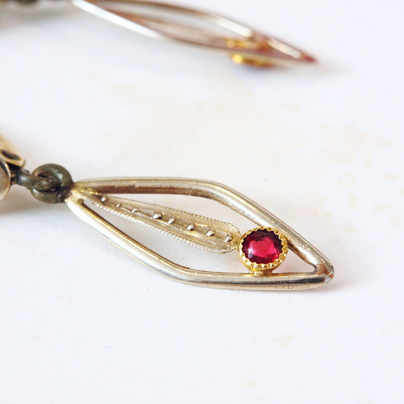 Vintage Continental Fitting Ruby Earrings