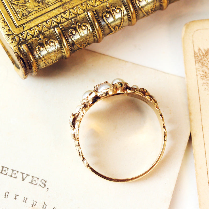 Georgian Style Pearl, Ruby & Diamond Ring