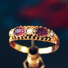 Victorian 1870's Rhodolite Garnet & Pearl Dress Ring
