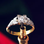 Art Deco 18ct Gold and Platinum Diamond Solitaire Ring