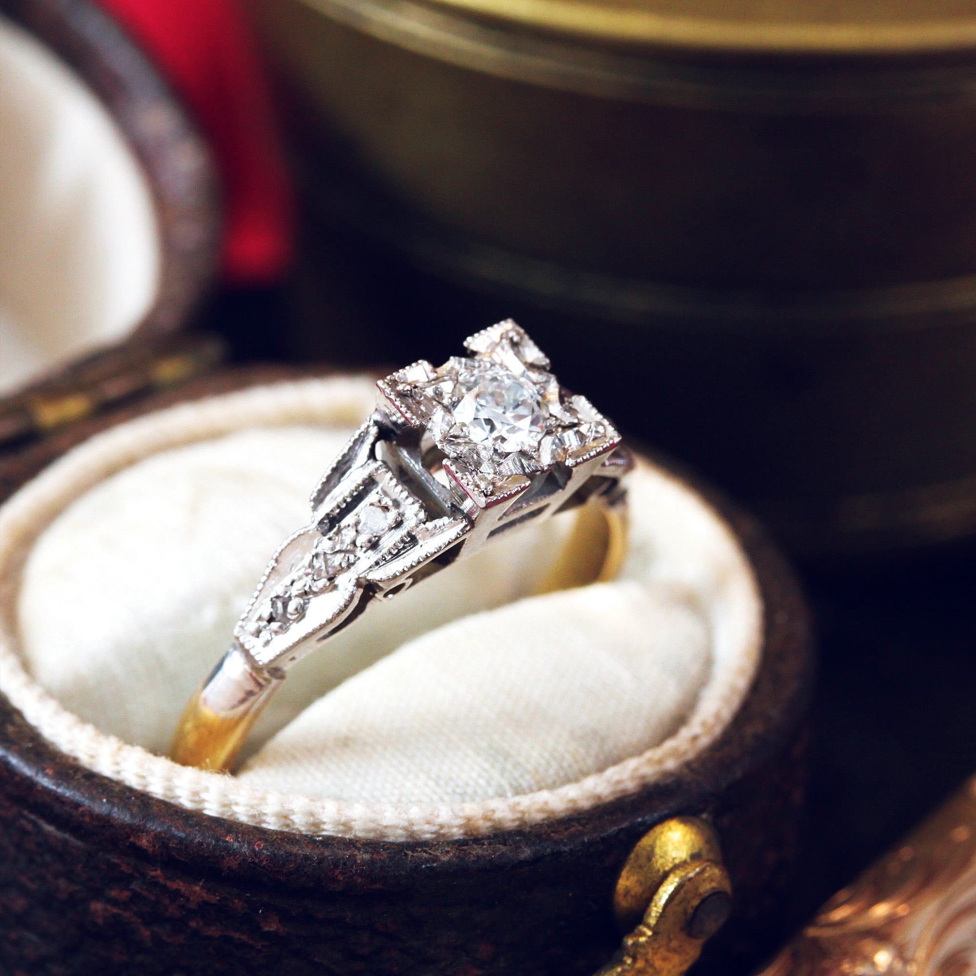 Vintage 1950's Art Deco Diamond Solitaire Engagement Ring