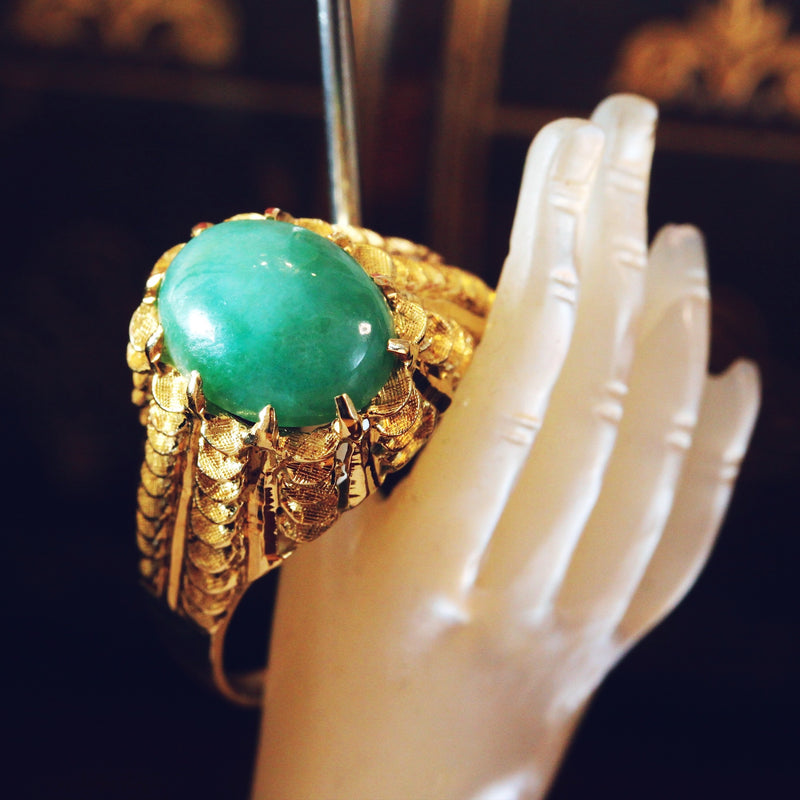 Exciting Vintage 1960's Jade Cocktail Ring