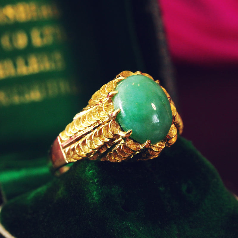 Exciting Vintage 1960's Jade Cocktail Ring