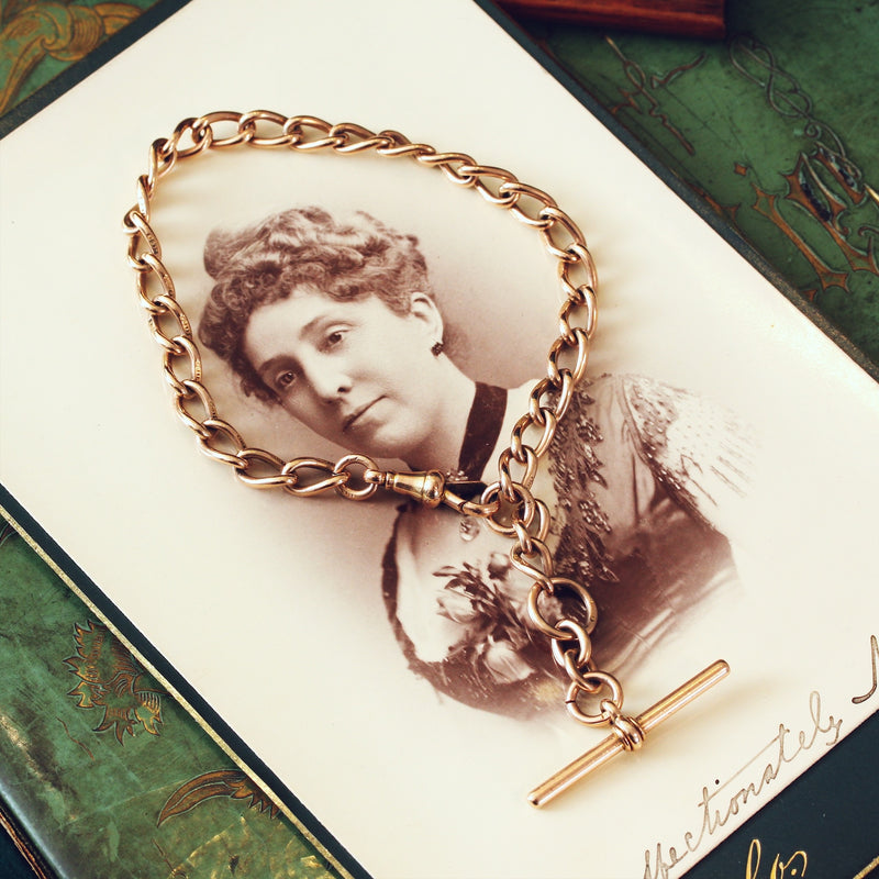 Date 1910 9ct Rose Gold Watch Chain Bracelet