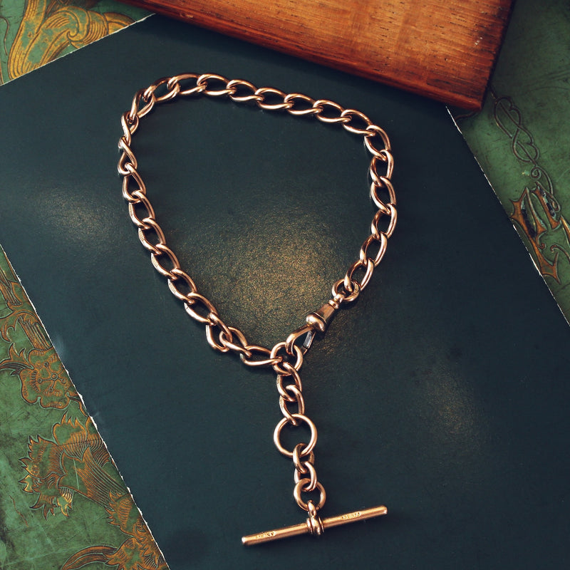Date 1910 9ct Rose Gold Watch Chain Bracelet