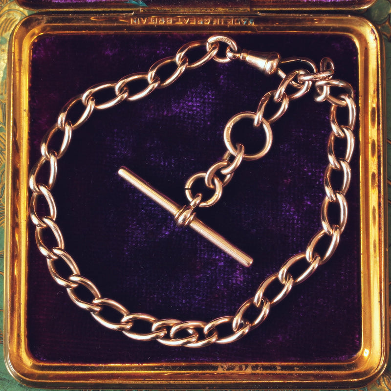 Date 1910 9ct Rose Gold Watch Chain Bracelet