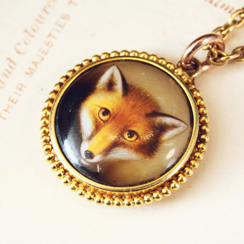 Locket Backed Miniature of a Fox Painted by W B Ford