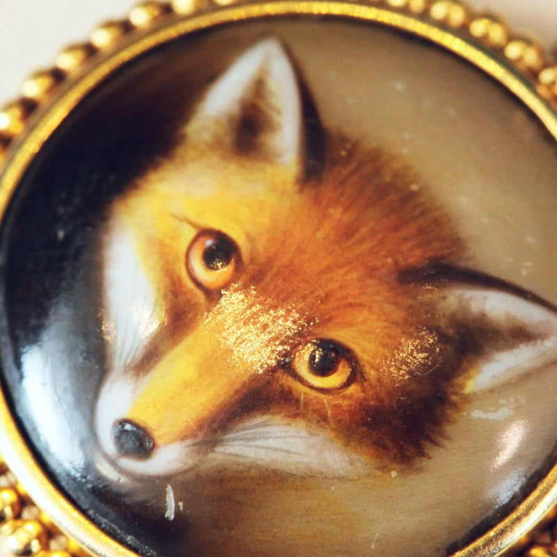 Locket Backed Miniature of a Fox Painted by W B Ford