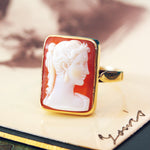Vintage Grecian Goddess Shell Cameo Ring