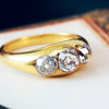 Three Stone Old Mine Cut Diamond Ring