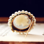 Bejewell'd Beauty! Hardstone Cameo & Wild Pearl Brooch