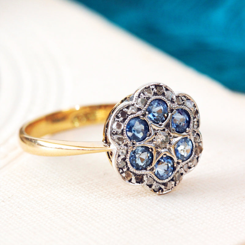 Sapphire & Diamond Cluster Ring