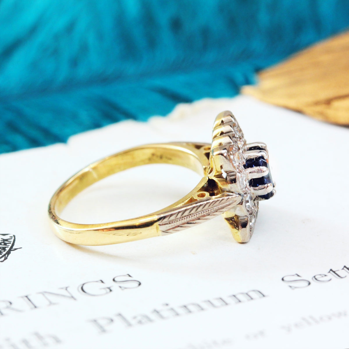 Fancy 1970's Floriate Sapphire & Diamond Dress Ring