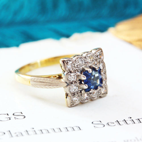 Vintage Art Deco Sapphire & Diamond Dress Ring