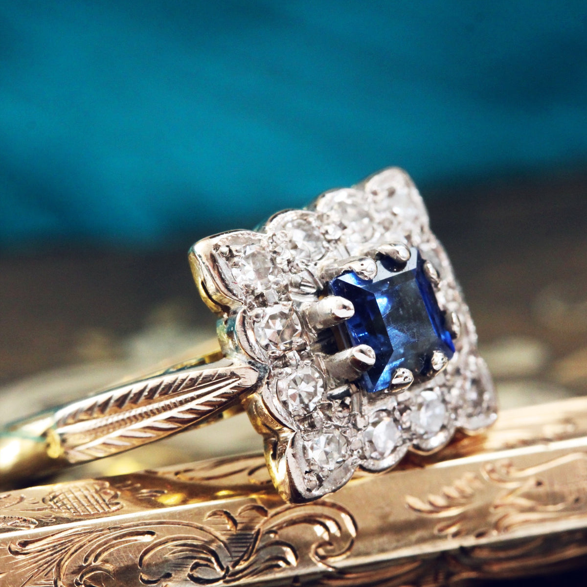 Fancy 1970's Floriate Sapphire & Diamond Dress Ring