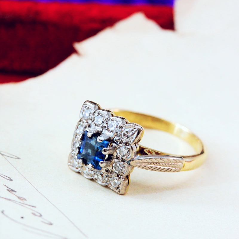 Vintage Art Deco Sapphire & Diamond Dress Ring