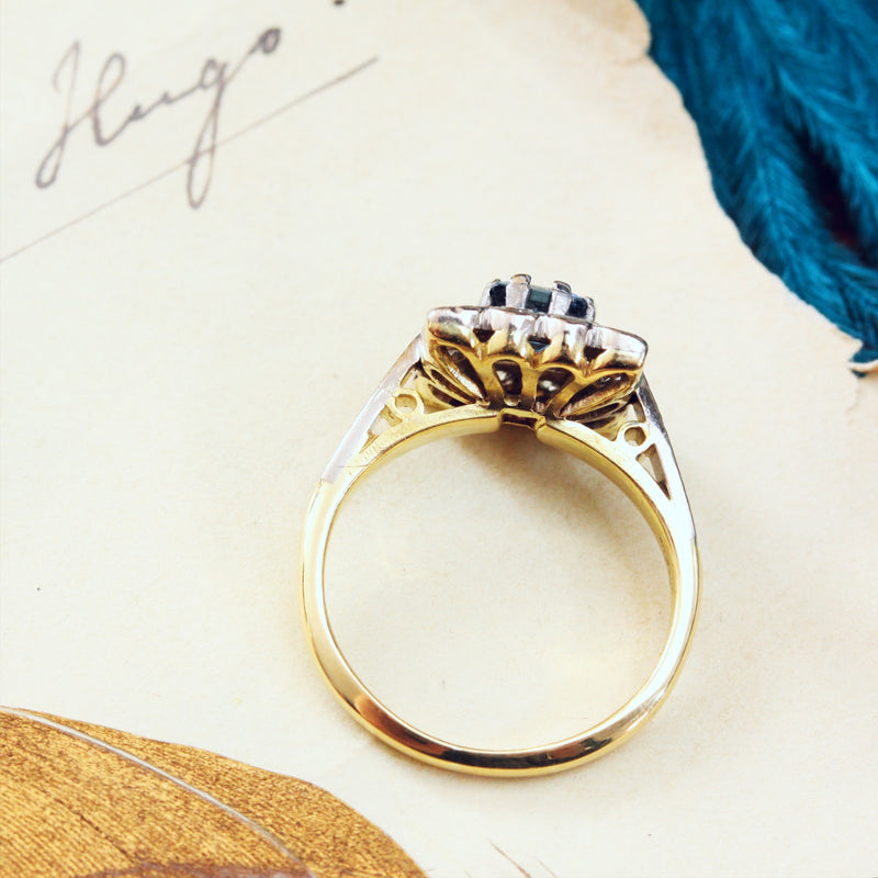 Fancy 1970's Floriate Sapphire & Diamond Dress Ring