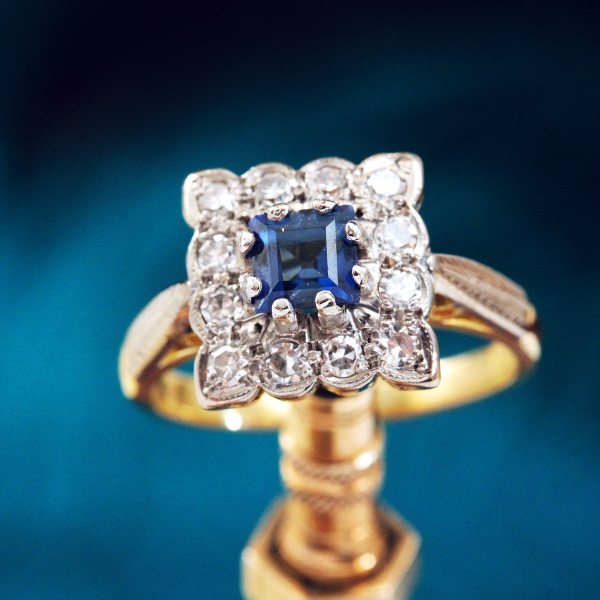 Fancy 1970's Floriate Sapphire & Diamond Dress Ring