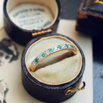 Emerald & Diamond Half Eternity Band Ring