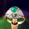 Fantastic Deco Style Emerald & Diamond Boule Cocktail Ring