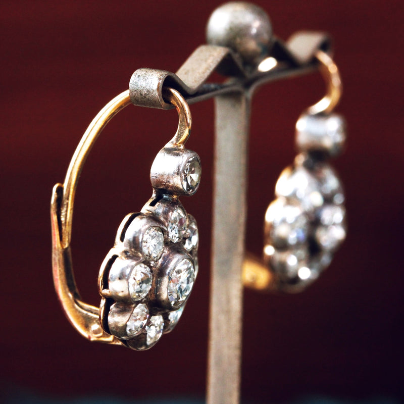 Antique Diamond Rosette Earrings