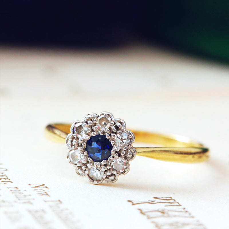 18ct Gold and Platinum Sapphire and Diamond Ring