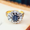 Splendid!! Vintage 1980's Sapphire & Diamond Ring
