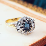 Splendid!! Vintage 1980's Sapphire & Diamond Ring