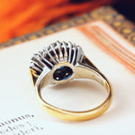 Splendid!! Vintage 1980's Sapphire & Diamond Ring
