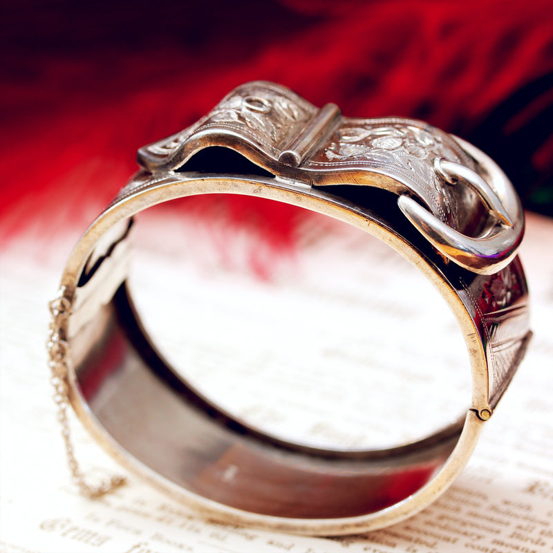 Beautiful Antique Date 1886 Silver Bangle