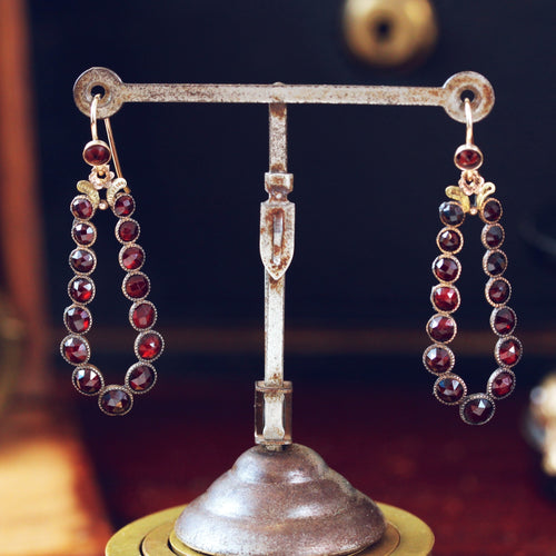 Antique Georgian Rose Cut Garnet Earrings
