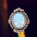 Vintage 1950's Art Deco Opal & Marcasite Dress Ring
