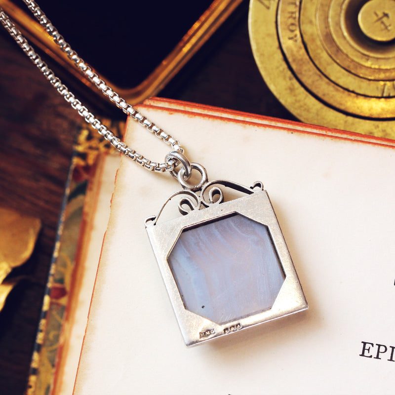 Vintage Date 1975 Blue Lace Agate Pendant