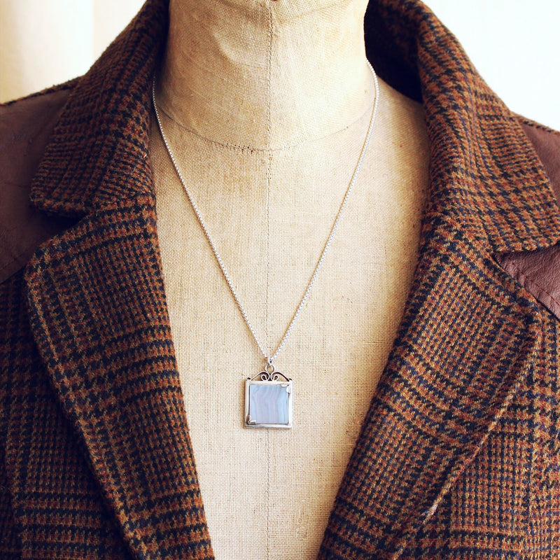 Vintage Date 1975 Blue Lace Agate Pendant
