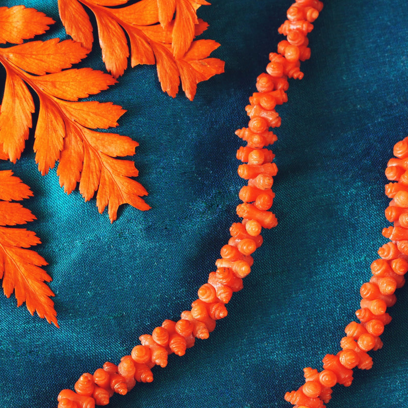 Finest Treasure! Hand Carved Antique Georgian Coral Necklace