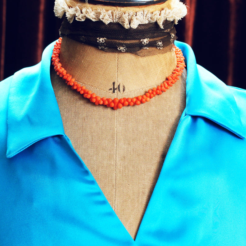 Hand Carved Antique Georgian Coral Necklace