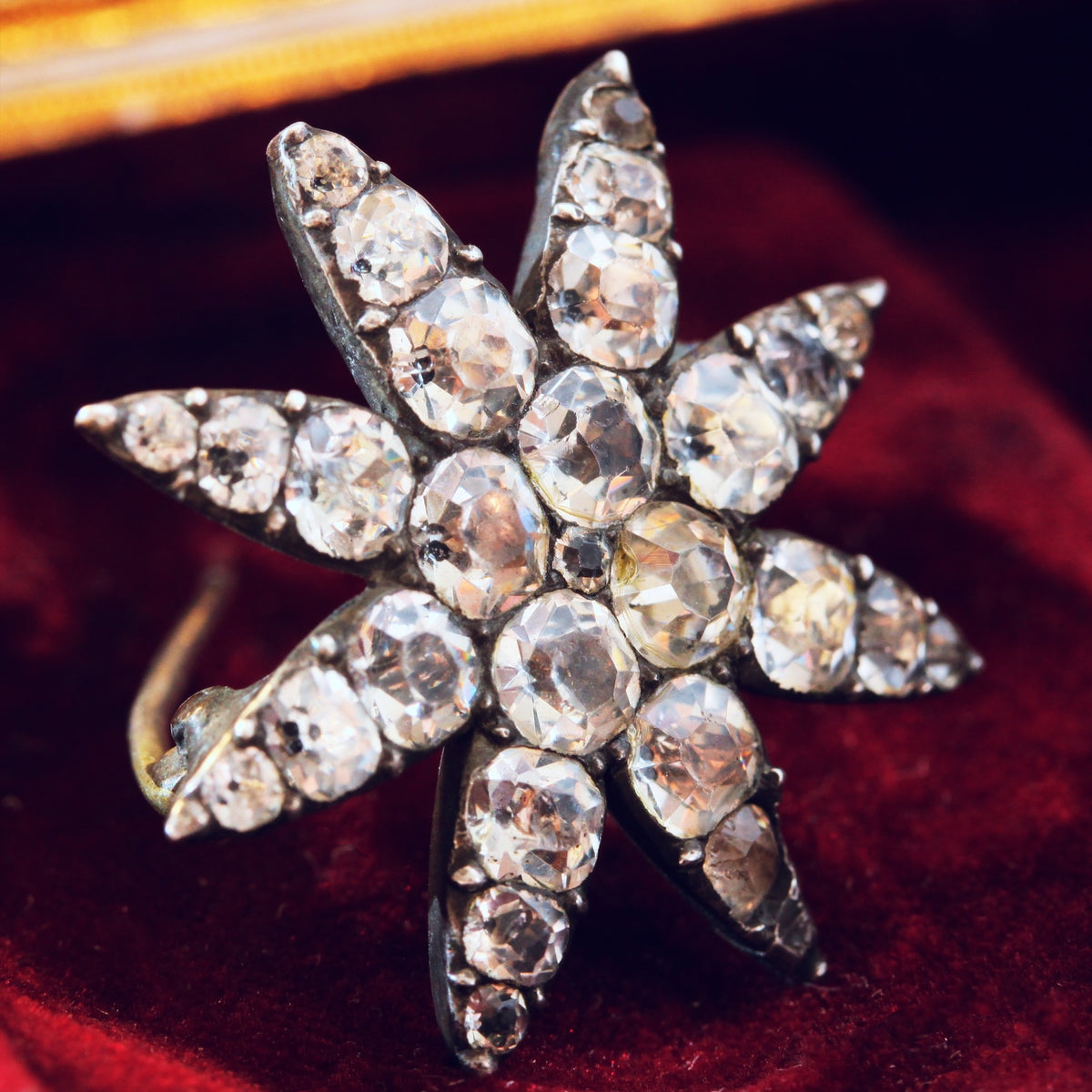 Antique Georgian Black Dot Paste Star Brooch