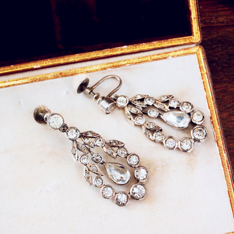 Antique Georgian Style 1950's Paste Earrings