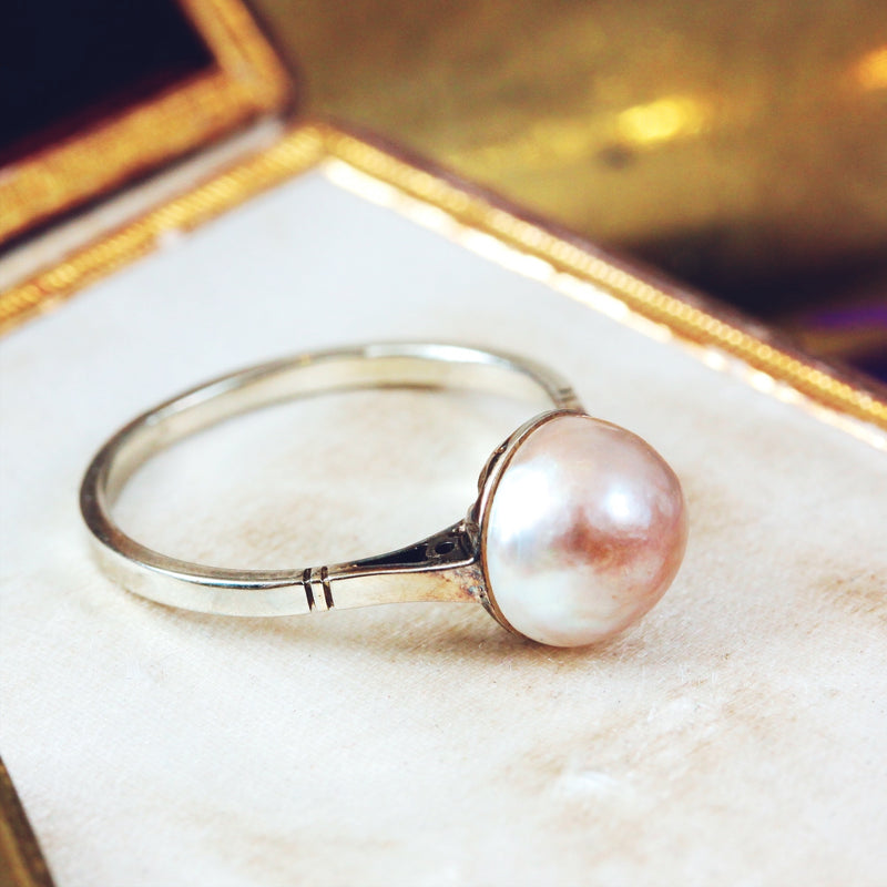 White gold shop pearl rings