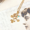 Antique 15ct Gold Victorian Turquoise & Seed Pearl Pendant