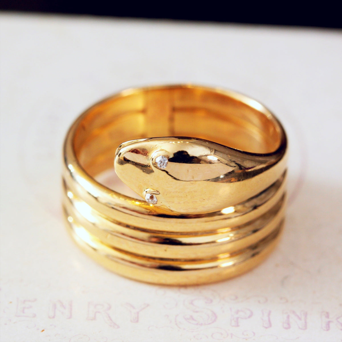 Antique Date 1898 18ct Gold & Diamond Snake Ring